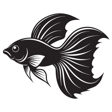 recommend clip art: Betta fish silhouette vector illustration on a white background