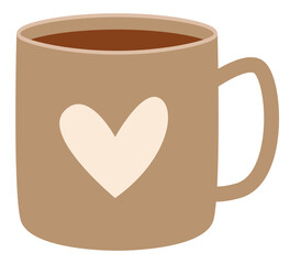 Brown mug flat vector illustration isolated on white background.