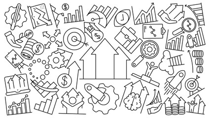 growth business doodle icon line vector design in trendy style with editable stroke