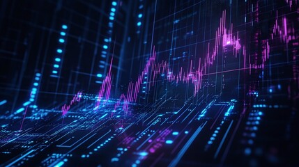 Vibrant digital data visualization with graphs and charts, showcasing advanced analytics in neon colors.