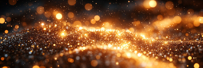Naklejka premium Sparkling gold glitter creates a magical backdrop.