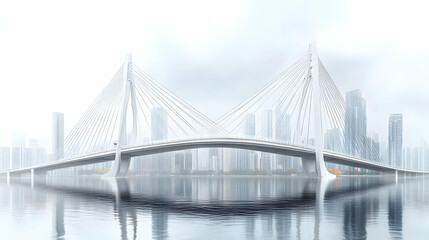 Obraz premium Modern Bridge Architecture in a Foggy Cityscape