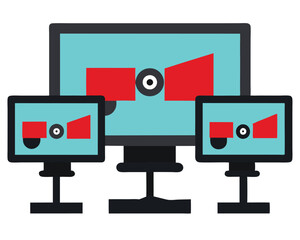 Multiple CCTV displaying vector illustration