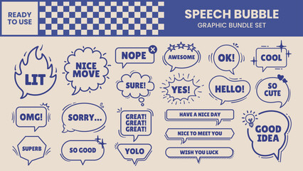 speech bubble set, graphic element retro style