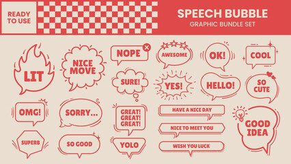 speech bubble set, graphic element retro style