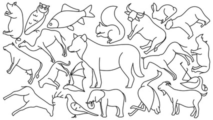 animal doodle icon line vector design in trendy style with editable stroke