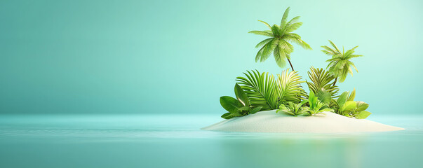Obraz premium Island eco system, isolated biodiversity with endemic species, 3D illustration