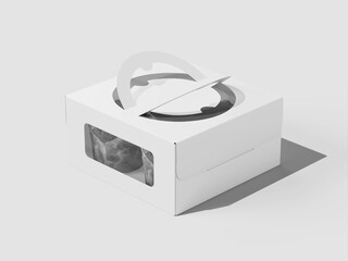 White Blank Takeaway Bakery Box Packaging Mockup 3D Render