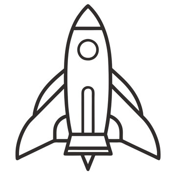 recommend clip art: Simple rocket icon drawing Silhouette line art vector illustration
                    