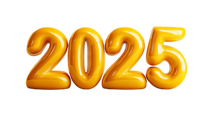 Bright Yellow 2025 Numbers With Transparent Background