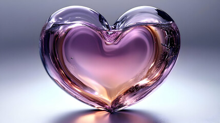 Fototapeta premium Glass Heart Filled With Water, Abstract Art
