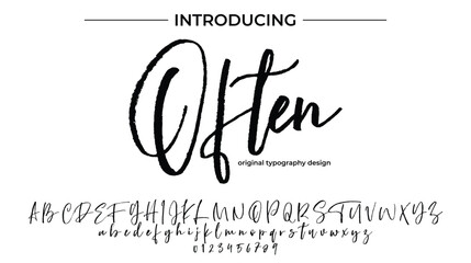 Often Font Stylish brush painted an uppercase vector letters, alphabet, typeface