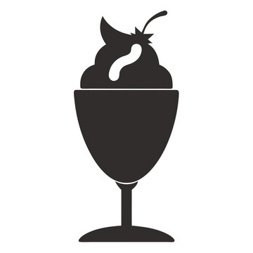 recommend clip art: Strawberry ice cream dessert sundae glass silhouette line art