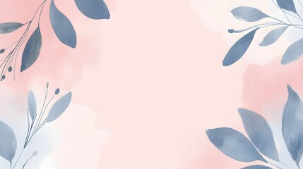 Watercolor Floral Background with Blue and Pink Abstract Shapes