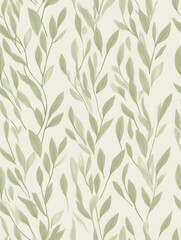 Fototapeta premium A light-colored fabric with a delicate leafy pattern, perfect for home decor or fashion applications.