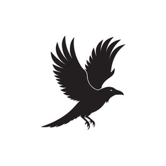 A striking silhouette of a crow