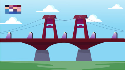 vector illustration of the historic Ampera Bridge building