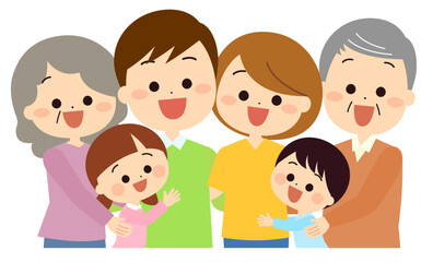 寄り合う仲の良い三世帯家族