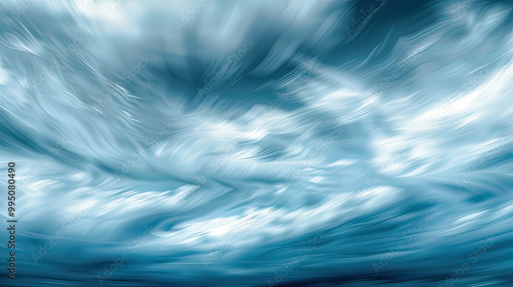 Poster a blended image of clouds moving quickly across the sky, showcasing the passage of time and speed in