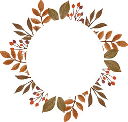 autumn leaves wreath, circle frame with autumn leaves border for greeting card