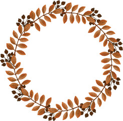 autumn leaves wreath, circle frame with autumn leaves border for greeting card	