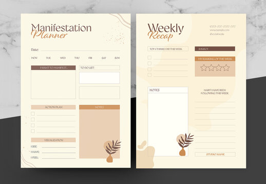 Cream and Brown Planner