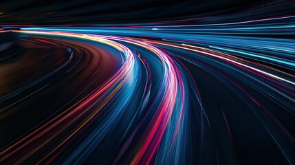 Capture vibrant streaks of light in a dark environment, simulating high-speed movement. 