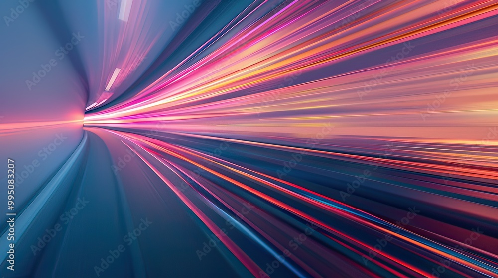 Poster abstract lines and shapes that convey a sense of speed, using a mix of colors that blend and fade in