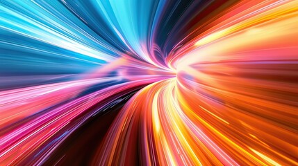 Fototapeta premium Abstract lines and shapes that convey a sense of speed, using a mix of colors that blend and fade into one another. 