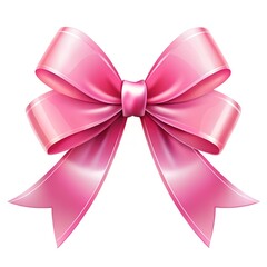 a pink ribbon with a bow on white background for Breast cancer awareness. Breast cancer Awareness month