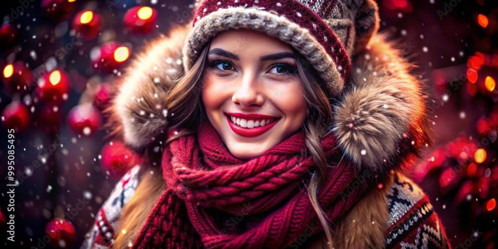 Poster portrait of a woman in winter