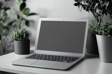 Fototapeta premium Blank Image Laptop Mockup Blank Image Laptop Mockup.generative ai