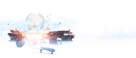 Logistics international delivery concept, World map with logistic network distribution on background for Concept of fast or instant shipping, Online goods orders worldwide