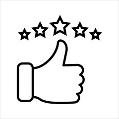 star and hand icon, star rating feedback icon set vector design illustration template, customer review, quality rating vector stroke, on white background.
