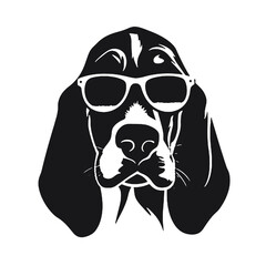 Basset Hound in Sunglasses Silhouette – Vector Illustration for Custom Logos and Tattoos with Transparent Background