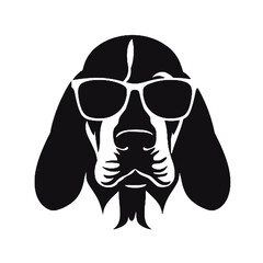 Basset Hound in Sunglasses Silhouette – Vector Illustration for Custom Logos and Tattoos with Transparent Background