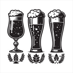 Beer glass silhouette vector icon. Beer glass symbol silhouette vector