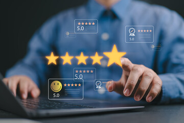 Customer Satisfaction Survey concept, service experience rating online application, customer...
