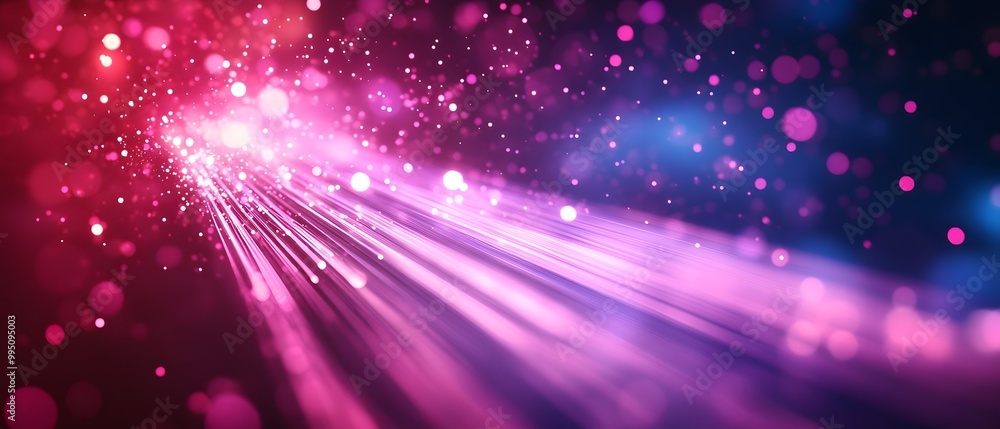 Poster vibrant laser light communication showcasing the transmission of digital data through fiber optics a