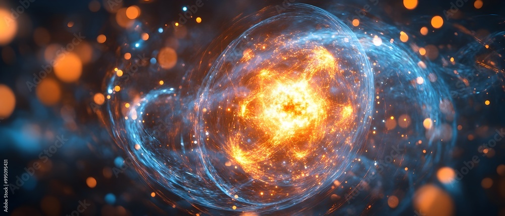 Poster visualizing the extraordinary energy of nuclear fission within a reactor a captivating of the transf