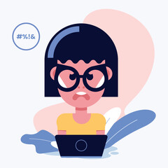 Flat character illustration with different face expression