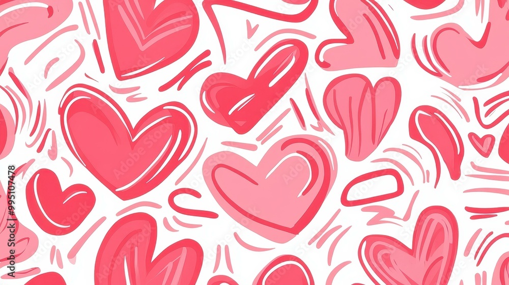 Sticker A stylish seamless pattern featuring romantic red doodles, perfect for trendy event designs and vibrant wallpapers.