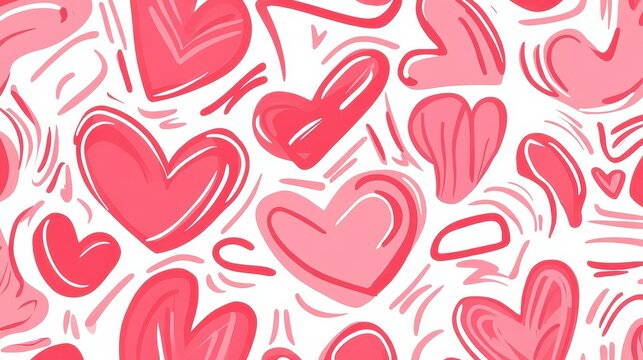 A stylish seamless pattern featuring romantic red doodles, perfect for trendy event designs and vibrant wallpapers.