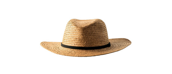 Classic straw hat with a wide brim, perfect for summer outdoor activities and sun protection.