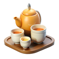 Fototapeta premium Gongfu Tea 3d cartoon style illustration