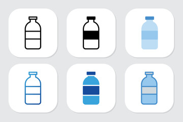 water bottle icons with various design styles