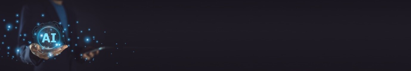 Businessman embraces the benefits of AI technology to innovate, automate tasks, and enhance business performance in a competitive market.