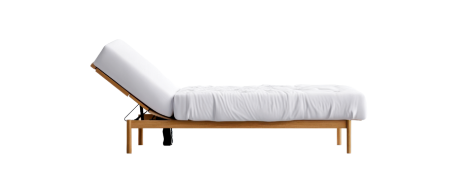 Modern adjustable bed with minimalist design, perfect for enhancing comfort in any bedroom setting.