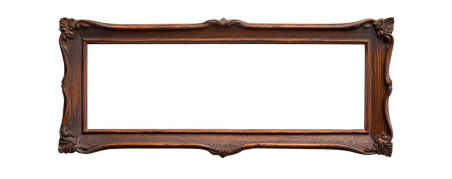 Ornate wooden frame with intricate designs, perfect for showcasing photos or artwork in a vintage or classic style.