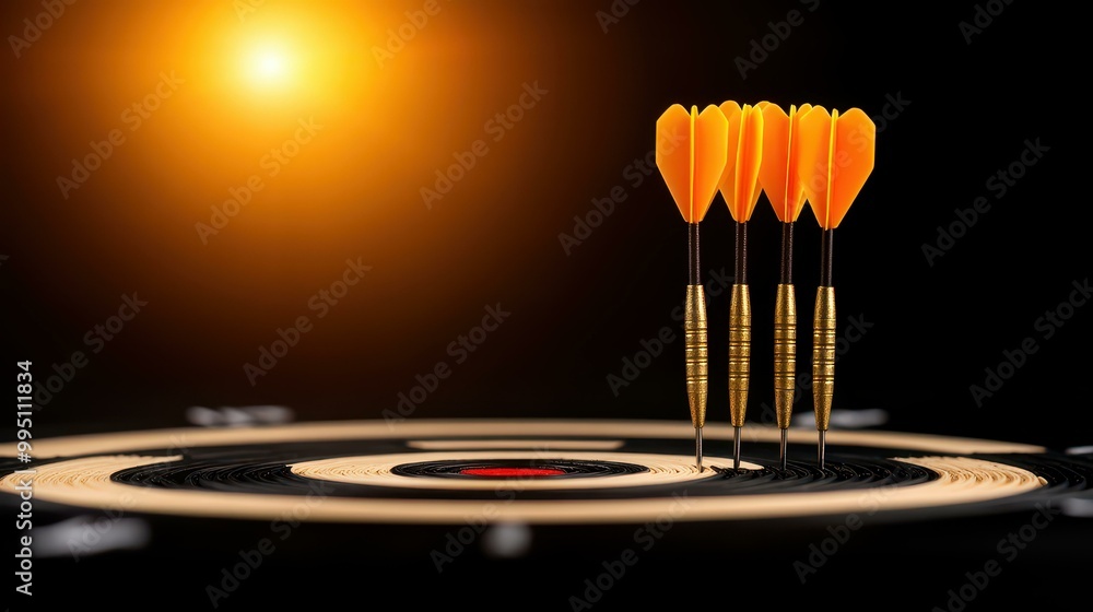 Poster darts strike the bullseye on target boards, symbolizing precision in project management and scope de